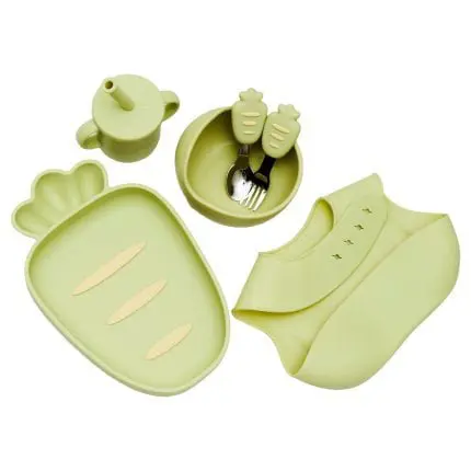 Mini Tornado Kids Silicone Feeding Set - Carrot Crunch, Green